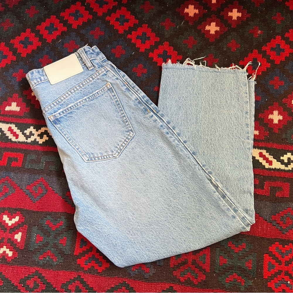 Zara Straight Leg High Rise Jean 100% cotton